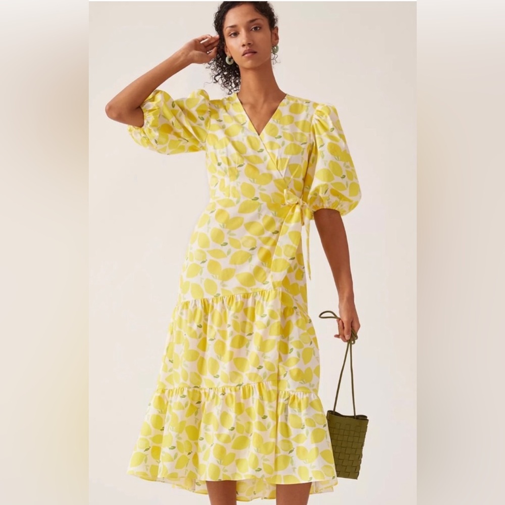 Anthropologie Hutch V-Neck Tiered Wrap Midi Dress LIKE NEW